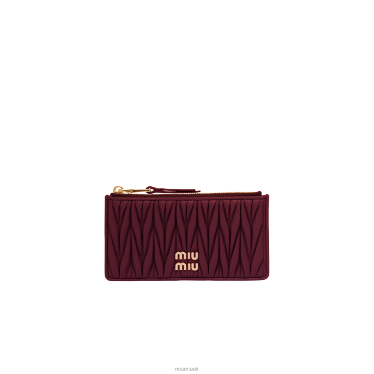 Collection Matelasse Nappa Leather Envelope Wallet Miu Miu XH28Z1034 Amaranth Red/Maize Yellow