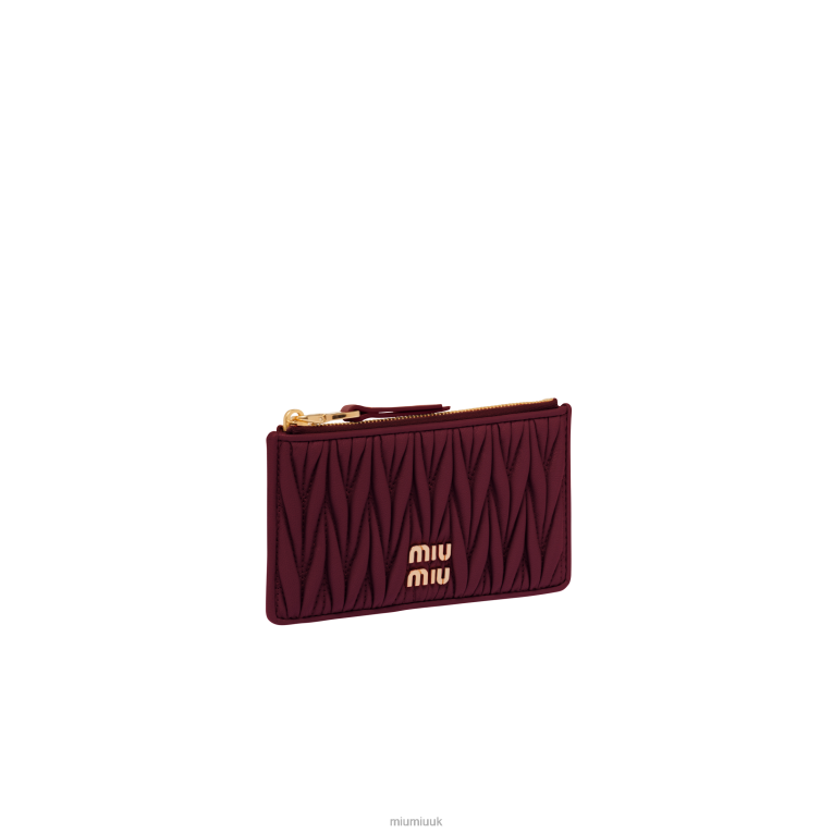 Collection Matelasse Nappa Leather Envelope Wallet Miu Miu XH28Z1034 Amaranth Red/Maize Yellow