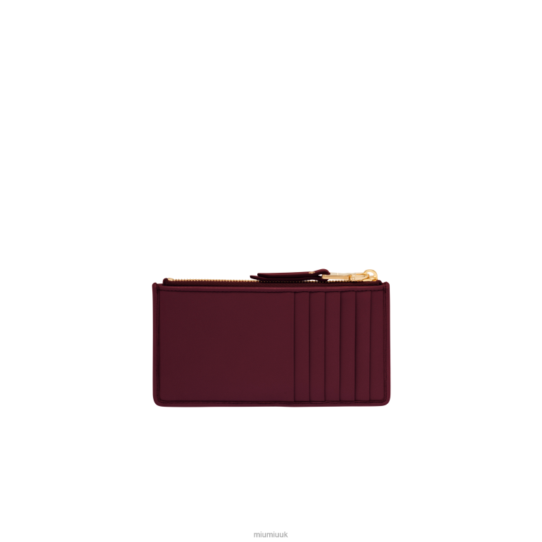 Collection Matelasse Nappa Leather Envelope Wallet Miu Miu XH28Z1034 Amaranth Red/Maize Yellow
