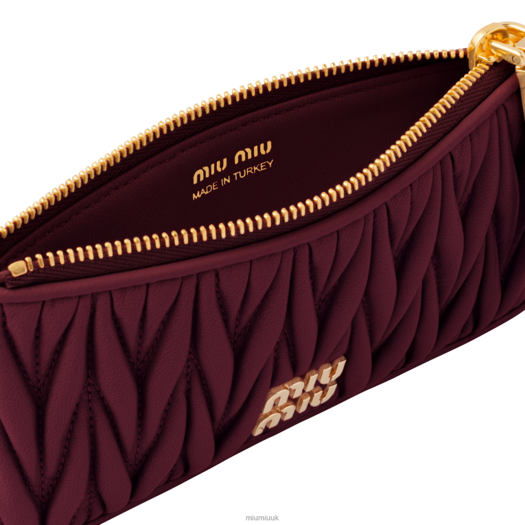Collection Matelasse Nappa Leather Envelope Wallet Miu Miu XH28Z1034 Amaranth Red/Maize Yellow