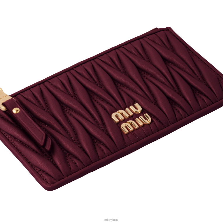 Collection Matelasse Nappa Leather Envelope Wallet Miu Miu XH28Z1034 Amaranth Red/Maize Yellow