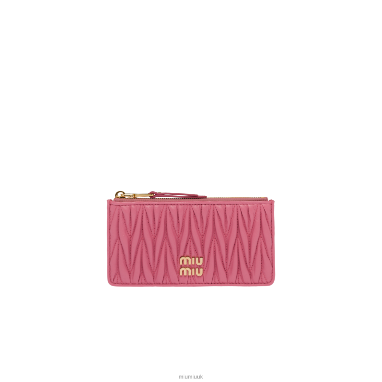 Collection Matelasse Nappa Leather Envelope Wallet Miu Miu XH28Z1052 Begonia Pink