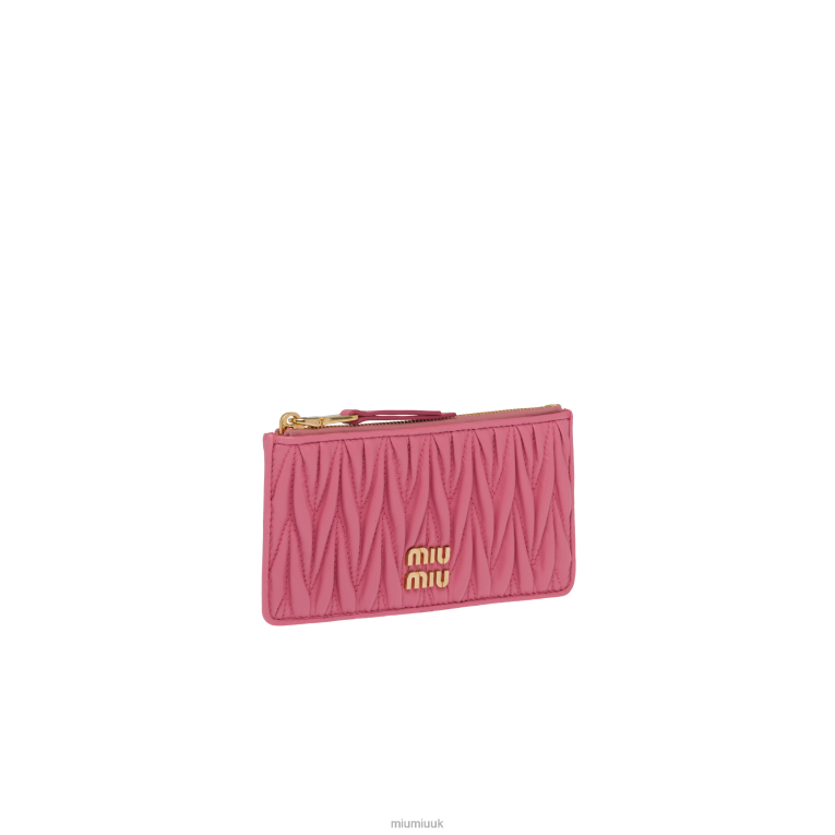 Collection Matelasse Nappa Leather Envelope Wallet Miu Miu XH28Z1052 Begonia Pink