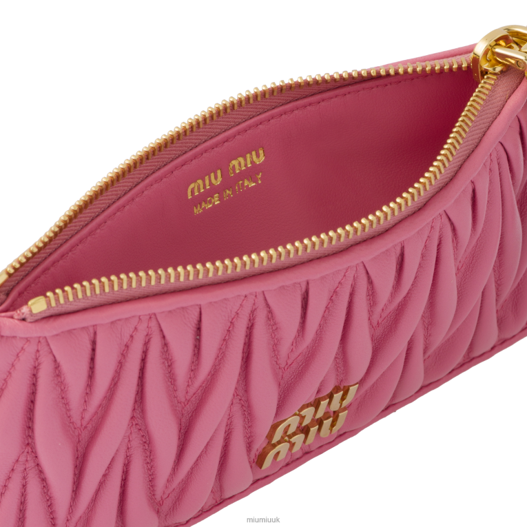 Collection Matelasse Nappa Leather Envelope Wallet Miu Miu XH28Z1052 Begonia Pink