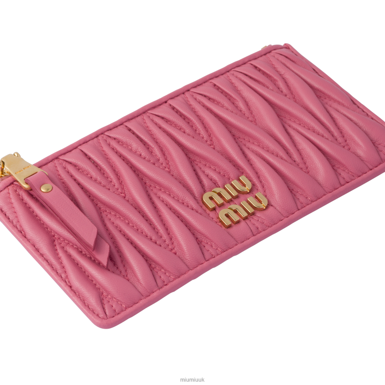 Collection Matelasse Nappa Leather Envelope Wallet Miu Miu XH28Z1052 Begonia Pink