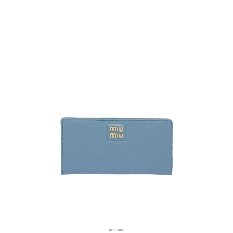 Collection Large Madras Leather Wallet Miu Miu XH28Z1088 Astral Blue