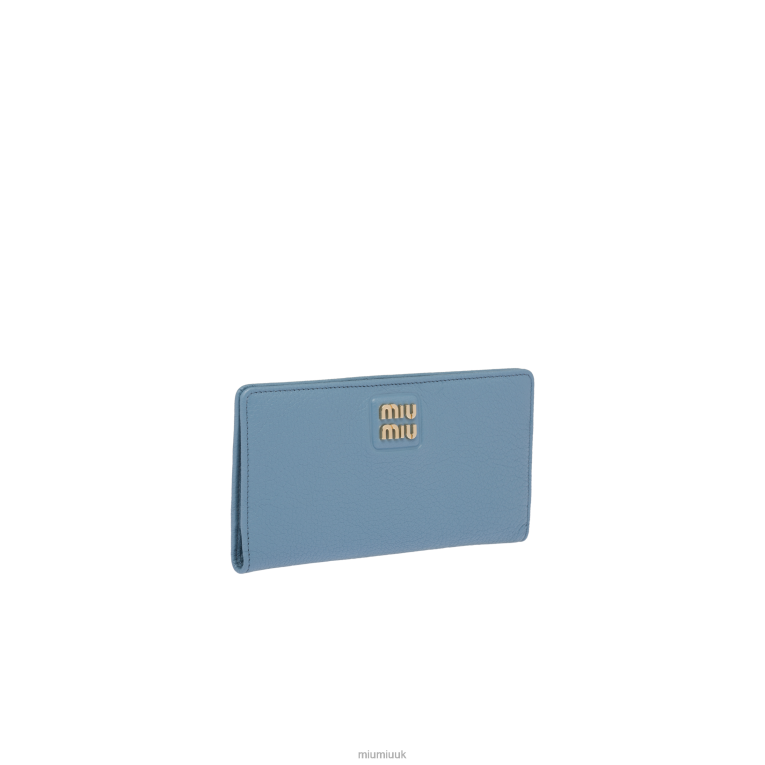 Collection Large Madras Leather Wallet Miu Miu XH28Z1088 Astral Blue