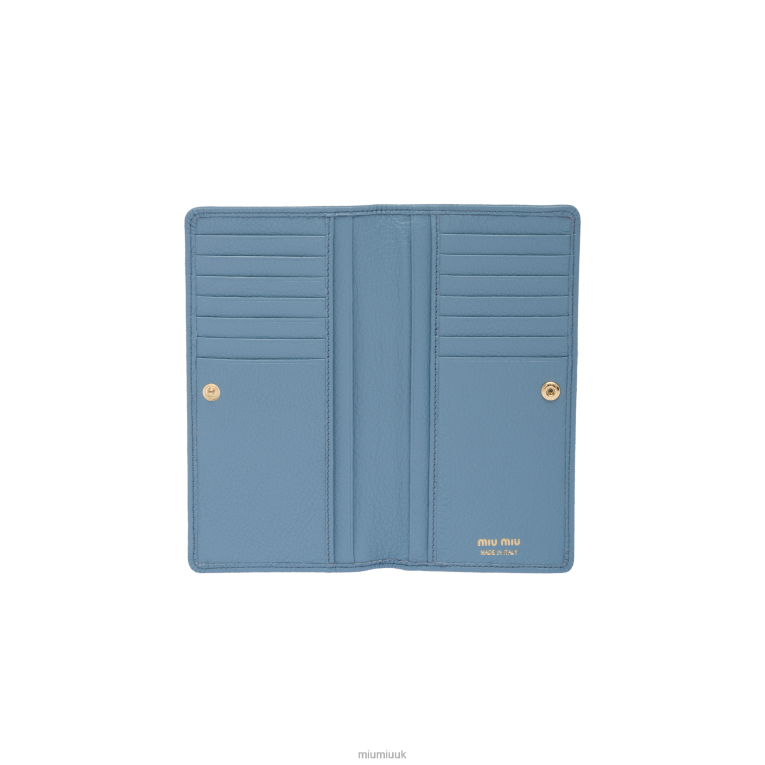 Collection Large Madras Leather Wallet Miu Miu XH28Z1088 Astral Blue