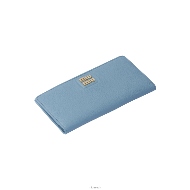 Collection Large Madras Leather Wallet Miu Miu XH28Z1088 Astral Blue