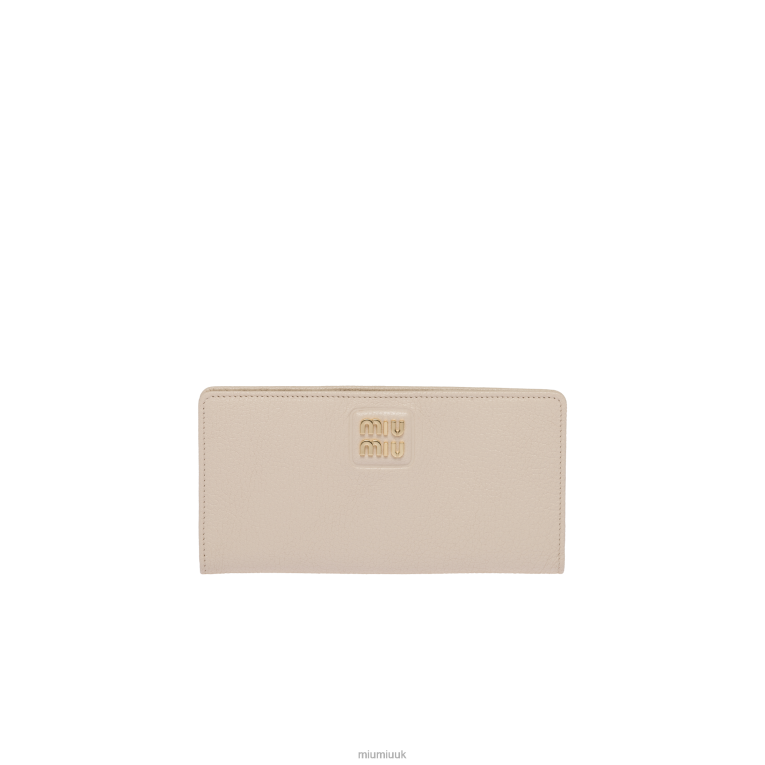 Collection Large Madras Leather Wallet Miu Miu XH28Z1089 Raw White