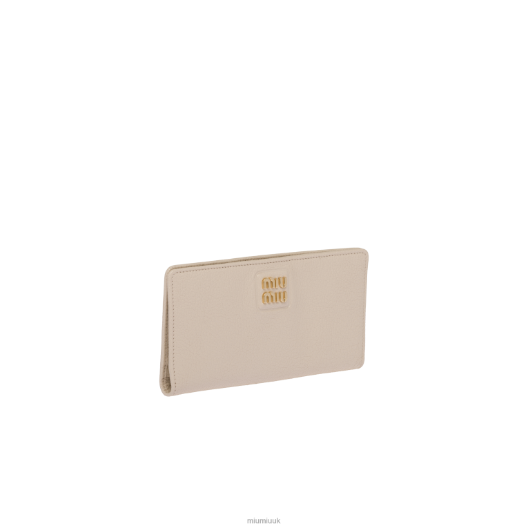 Collection Large Madras Leather Wallet Miu Miu XH28Z1089 Raw White
