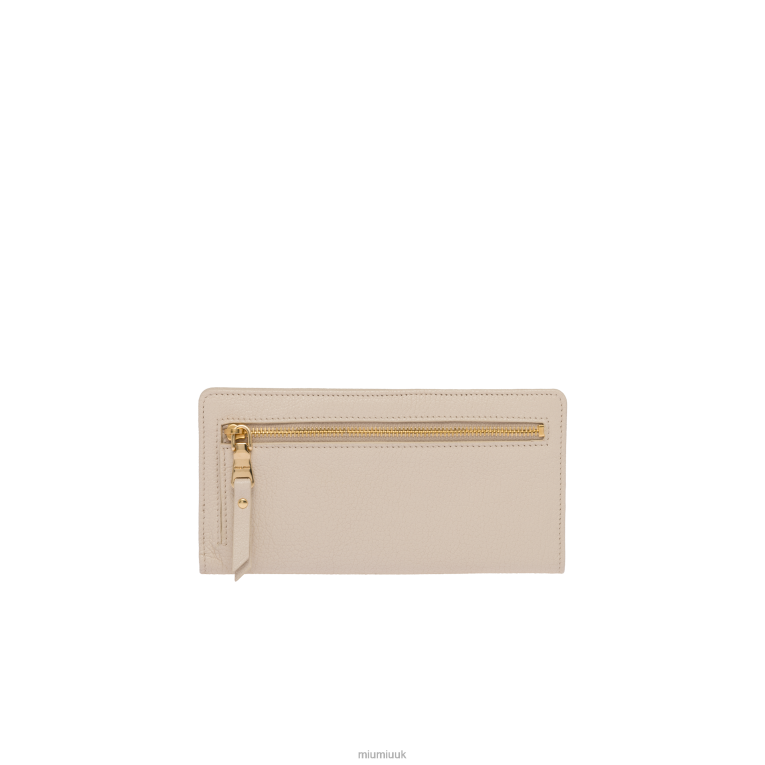 Collection Large Madras Leather Wallet Miu Miu XH28Z1089 Raw White