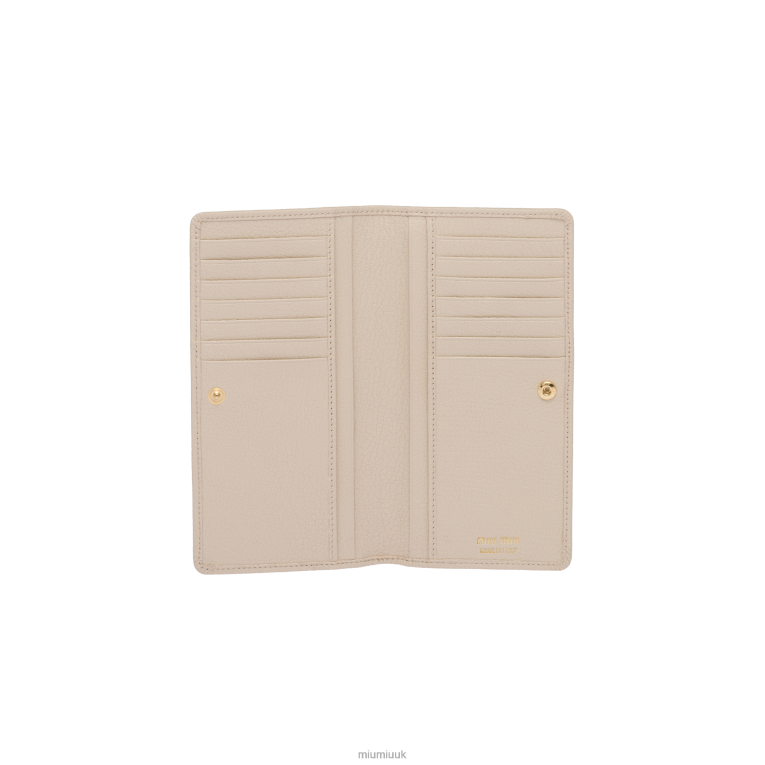 Collection Large Madras Leather Wallet Miu Miu XH28Z1089 Raw White