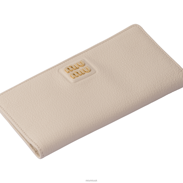 Collection Large Madras Leather Wallet Miu Miu XH28Z1089 Raw White