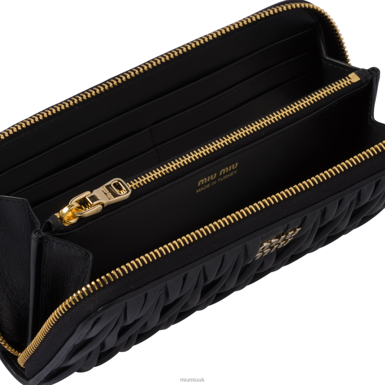 Collection Large Matelasse Nappa Leather Wallet Miu Miu XH28Z1083 Black