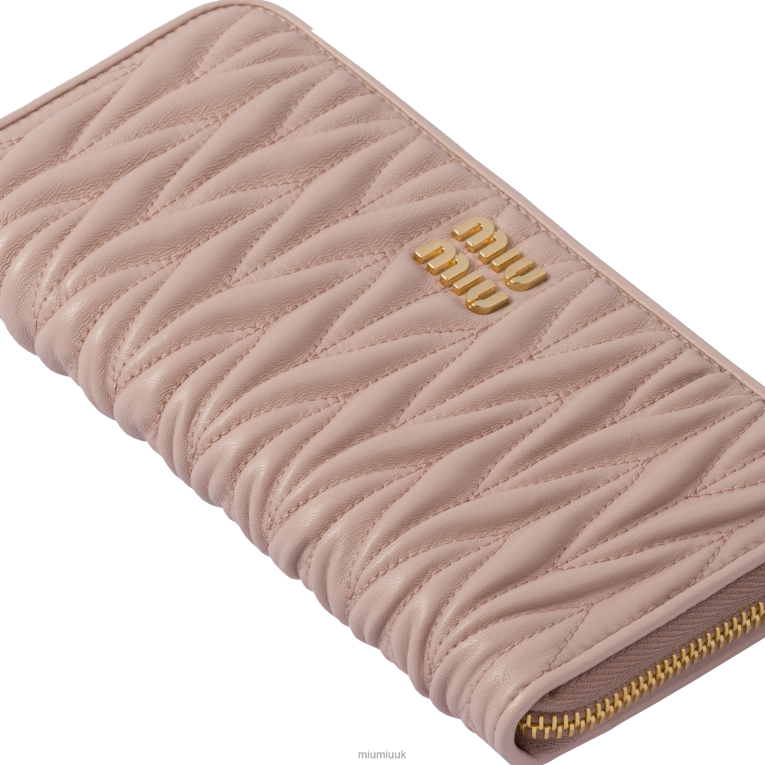 Collection Large Matelasse Nappa Leather Wallet Miu Miu XH28Z1085 Water Lily