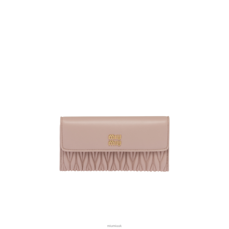Collection Large Matelasse Nappa Leather Wallet Miu Miu XH28Z1087 Water Lily