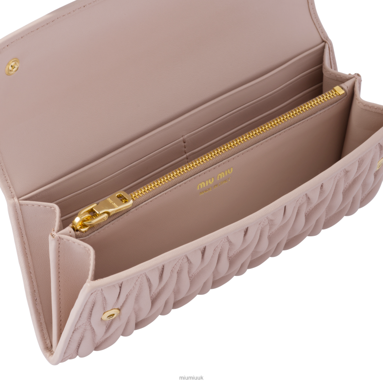 Collection Large Matelasse Nappa Leather Wallet Miu Miu XH28Z1087 Water Lily