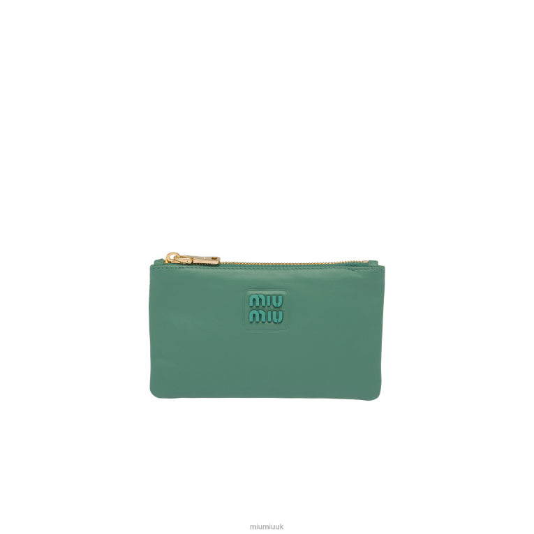 Collection Leather Envelope Pouch Miu Miu XH28Z1092 Sage Green