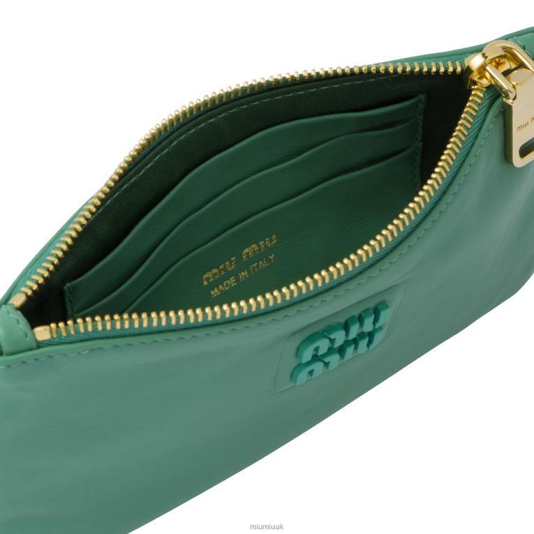 Collection Leather Envelope Pouch Miu Miu XH28Z1092 Sage Green