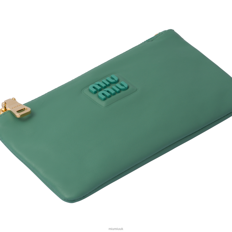 Collection Leather Envelope Pouch Miu Miu XH28Z1092 Sage Green