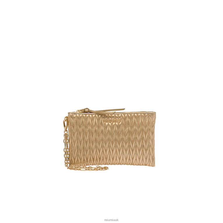 Collection Matelasse Nappa Leather Pouch Miu Miu XH28Z1090 Platinum
