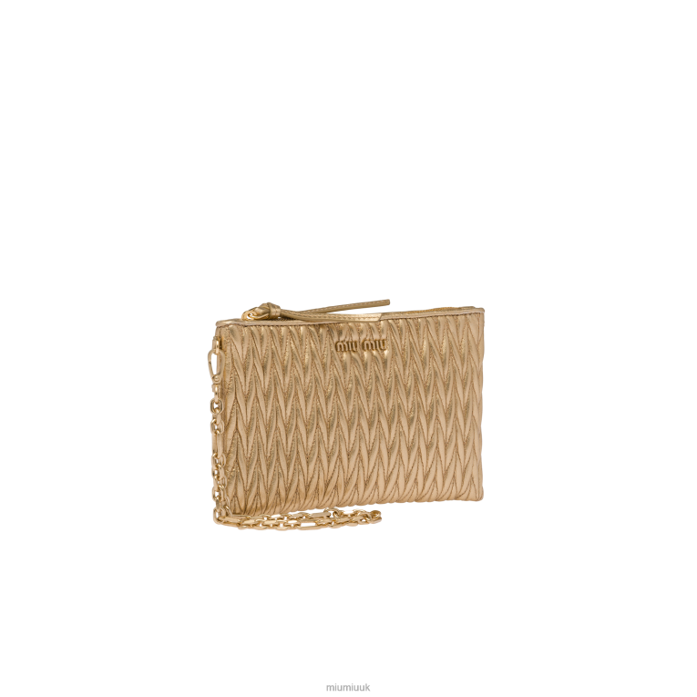 Collection Matelasse Nappa Leather Pouch Miu Miu XH28Z1090 Platinum