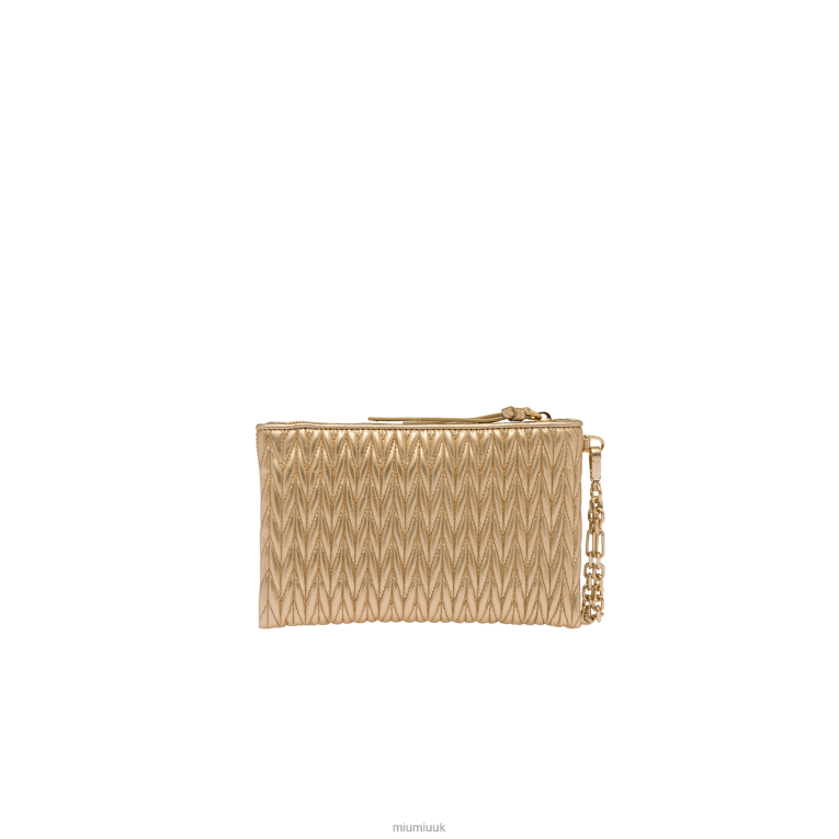 Collection Matelasse Nappa Leather Pouch Miu Miu XH28Z1090 Platinum