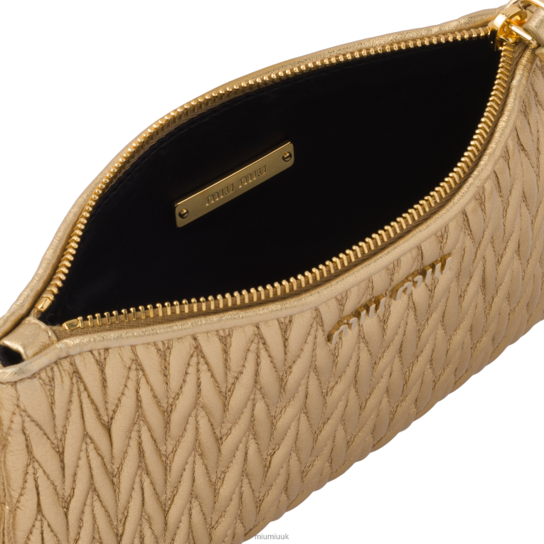 Collection Matelasse Nappa Leather Pouch Miu Miu XH28Z1090 Platinum