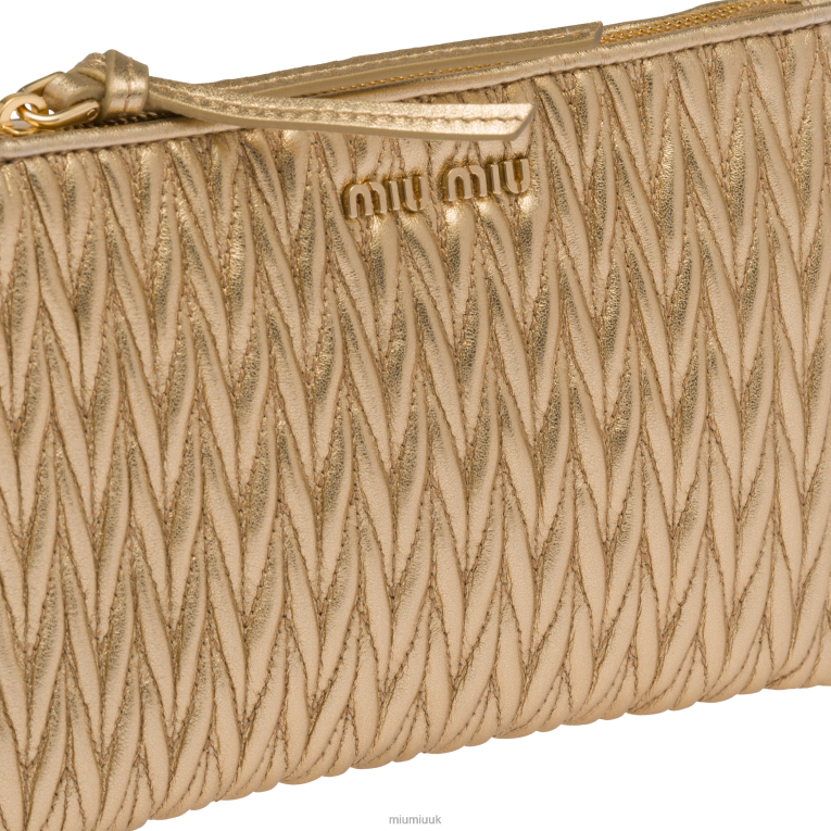 Collection Matelasse Nappa Leather Pouch Miu Miu XH28Z1090 Platinum