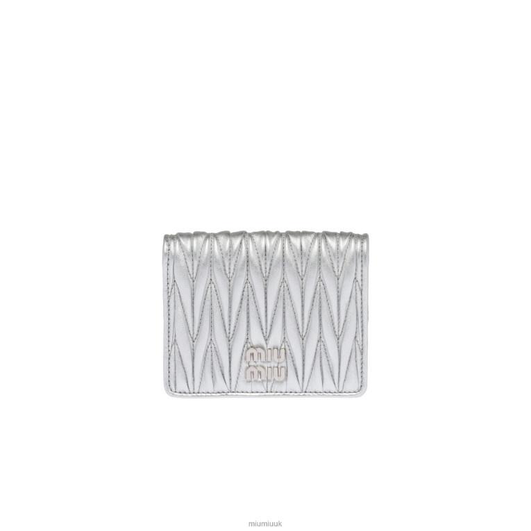 Collection Small Matelasse Nappa Leather Wallet Miu Miu XH28Z1068 Silver