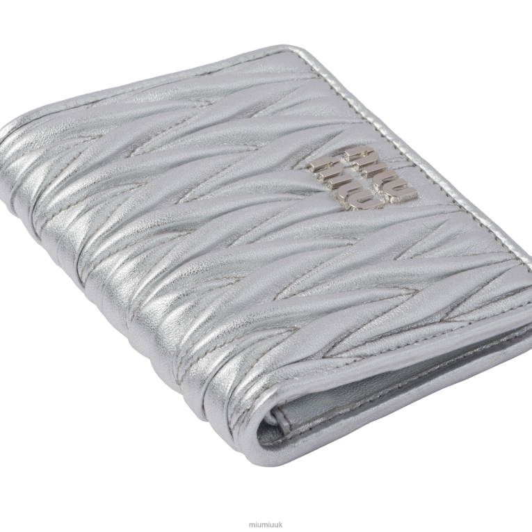 Collection Small Matelasse Nappa Leather Wallet Miu Miu XH28Z1068 Silver