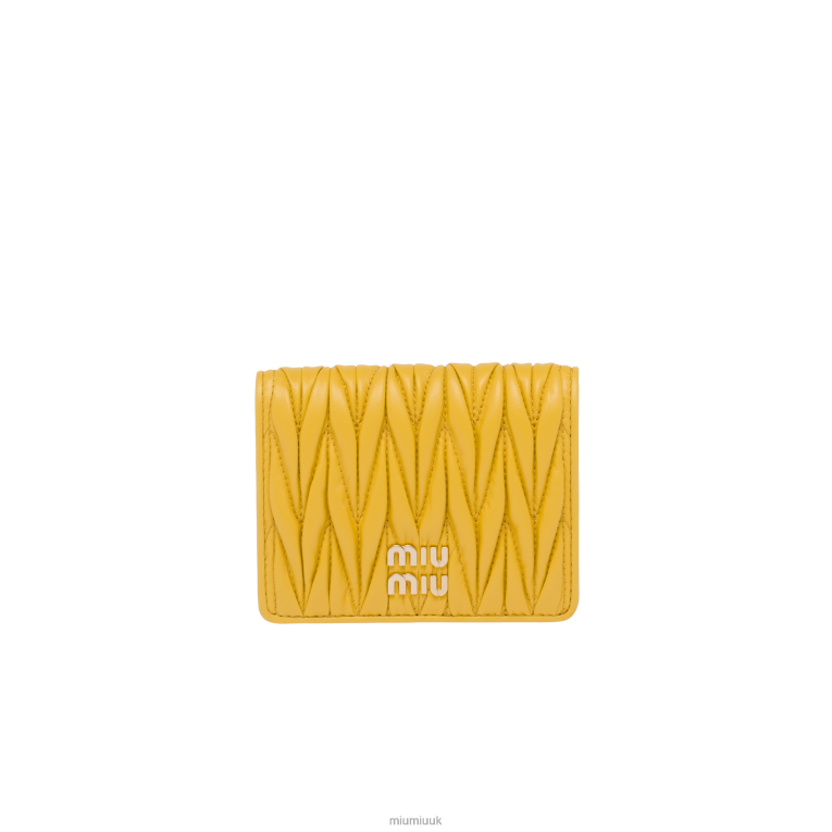 Collection Small Matelasse Nappa Leather Wallet Miu Miu XH28Z1069 Sunny Yellow
