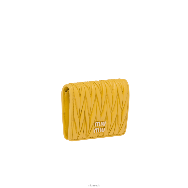 Collection Small Matelasse Nappa Leather Wallet Miu Miu XH28Z1069 Sunny Yellow