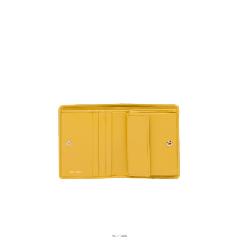Collection Small Matelasse Nappa Leather Wallet Miu Miu XH28Z1069 Sunny Yellow