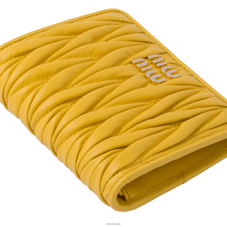 Collection Small Matelasse Nappa Leather Wallet Miu Miu XH28Z1069 Sunny Yellow
