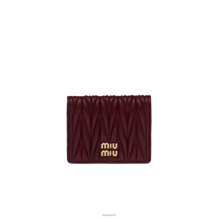 Collection Small Matelasse Nappa Leather Wallet Miu Miu XH28Z1070 Amaranth Red/Maize Yellow