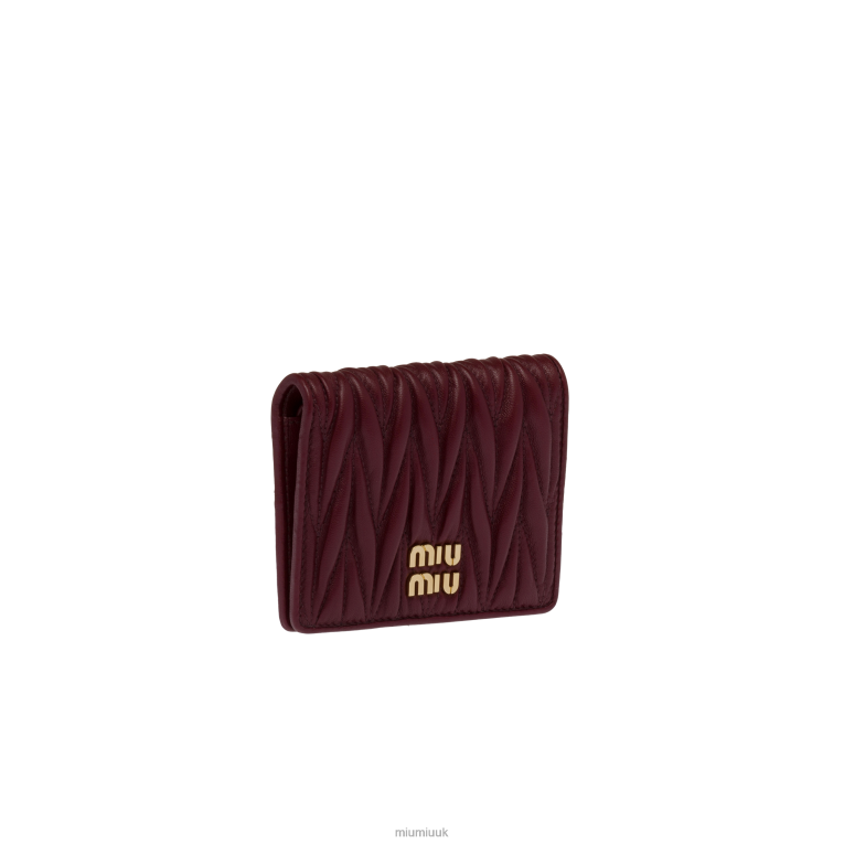 Collection Small Matelasse Nappa Leather Wallet Miu Miu XH28Z1070 Amaranth Red/Maize Yellow