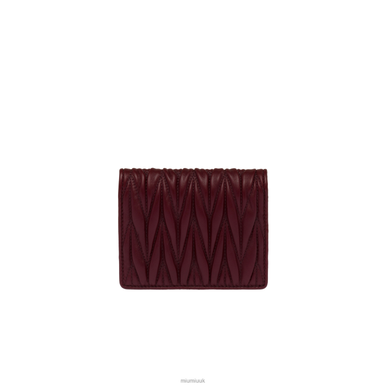 Collection Small Matelasse Nappa Leather Wallet Miu Miu XH28Z1070 Amaranth Red/Maize Yellow