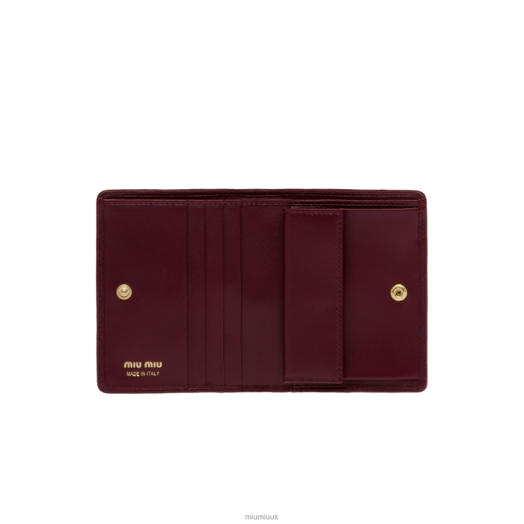 Collection Small Matelasse Nappa Leather Wallet Miu Miu XH28Z1070 Amaranth Red/Maize Yellow