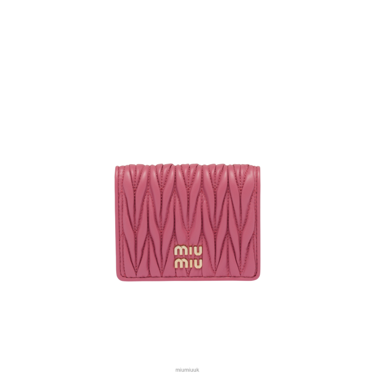 Collection Small Matelasse Nappa Leather Wallet Miu Miu XH28Z1072 Begonia Pink