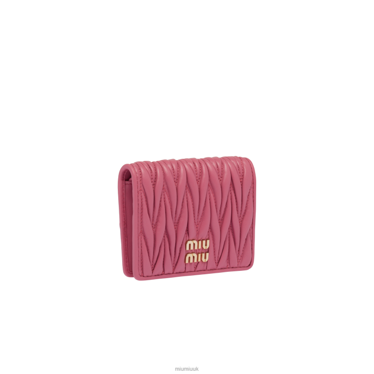 Collection Small Matelasse Nappa Leather Wallet Miu Miu XH28Z1072 Begonia Pink