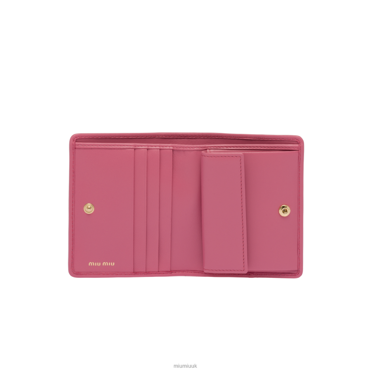 Collection Small Matelasse Nappa Leather Wallet Miu Miu XH28Z1072 Begonia Pink