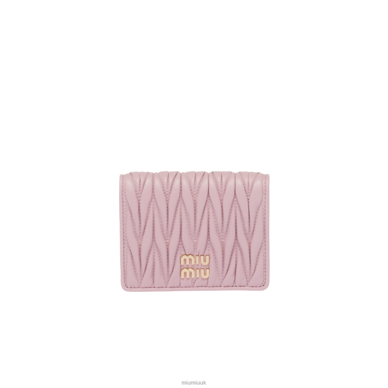 Collection Small Matelasse Nappa Leather Wallet Miu Miu XH28Z1075 Alabaster Pink