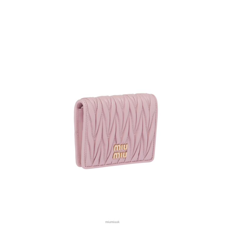 Collection Small Matelasse Nappa Leather Wallet Miu Miu XH28Z1075 Alabaster Pink