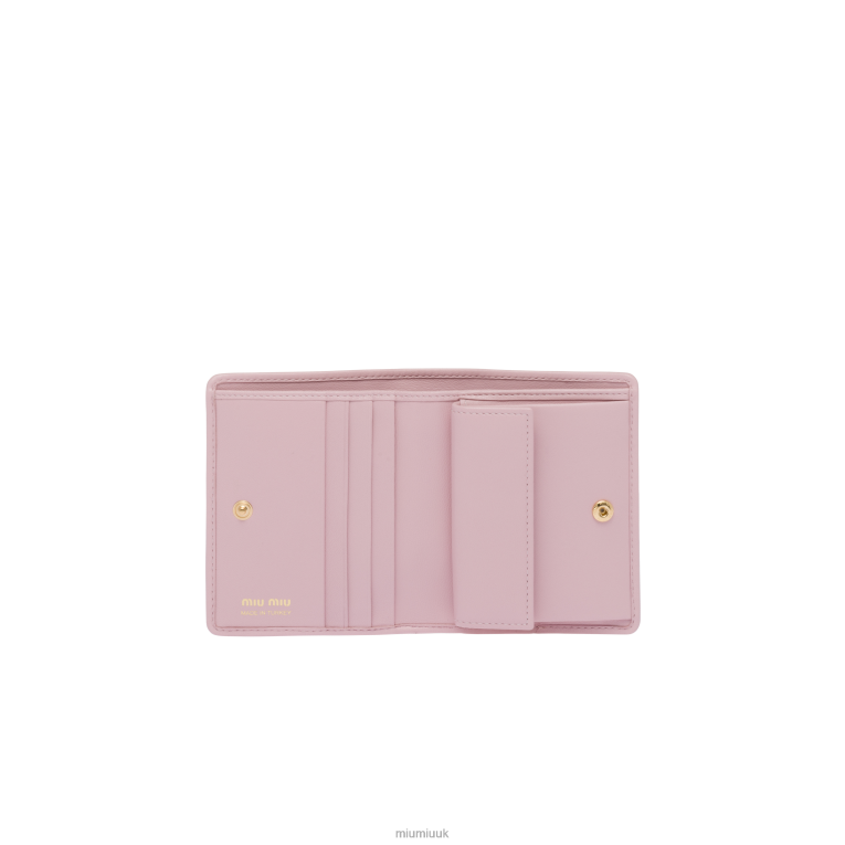 Collection Small Matelasse Nappa Leather Wallet Miu Miu XH28Z1075 Alabaster Pink