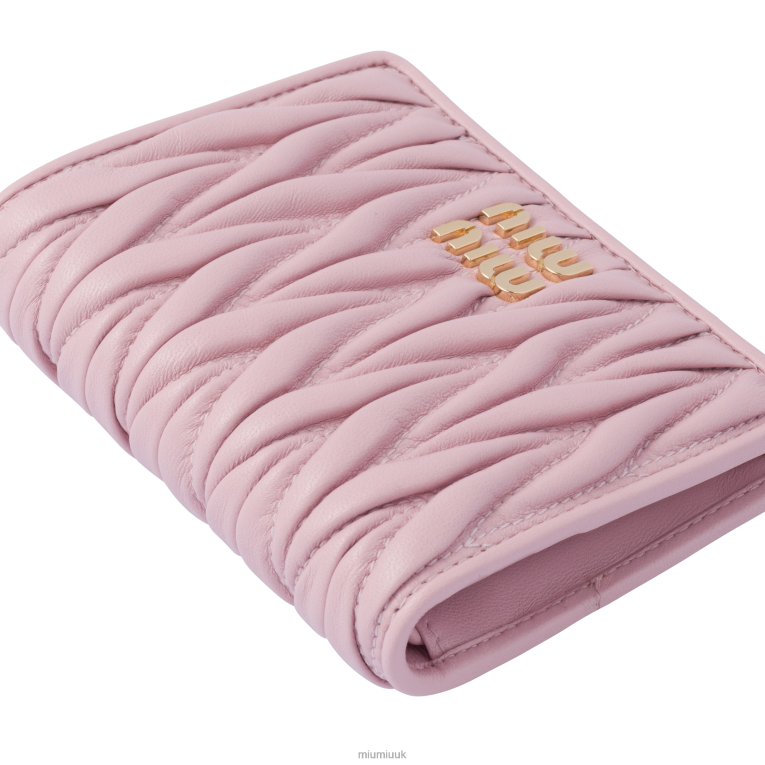Collection Small Matelasse Nappa Leather Wallet Miu Miu XH28Z1075 Alabaster Pink