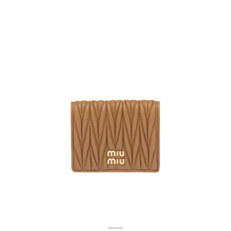 Collection Small Matelasse Nappa Leather Wallet Miu Miu XH28Z1076 Caramel