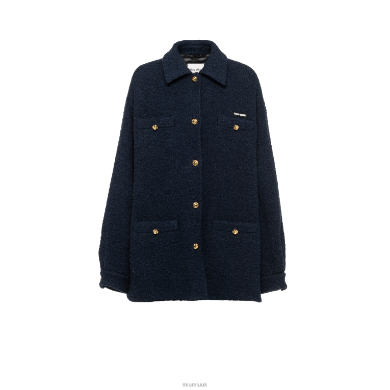 Ready To Wear Boucle Blouson Jacket Miu Miu XH28Z481 Navy