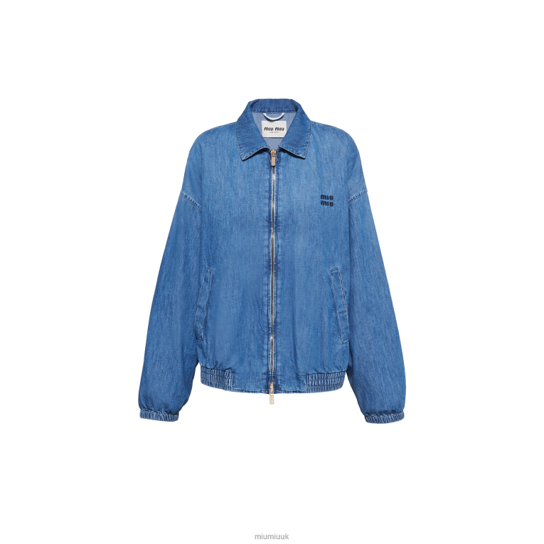 Ready To Wear Chambray Blouson Jacket Miu Miu XH28Z455 Sapphire Blue